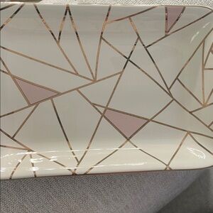 summer & rose Pink Ceramic Tray with metallic detail (Fabfitfun)